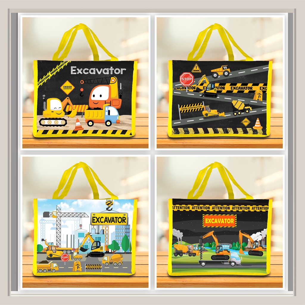 

Tas Ultah READY STOCK Anak Ukuran Bento/Tas Ulang Tahun/Goodie Bag EXCAVATOR
