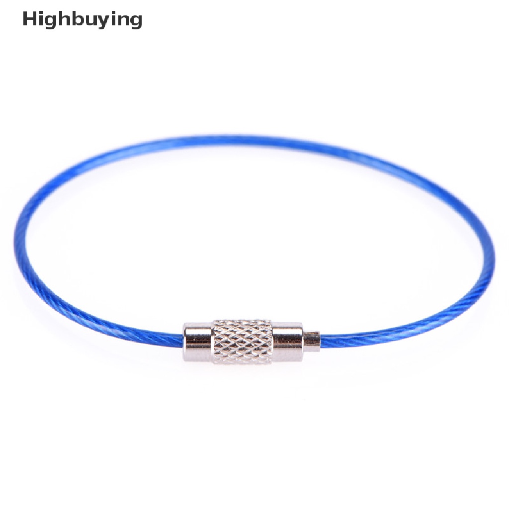 Hbid 5PCS Kawat Stainless Steel Gantungan Kunci Kabel Key Ring Chains Outdoor Hiking Fashion Glory