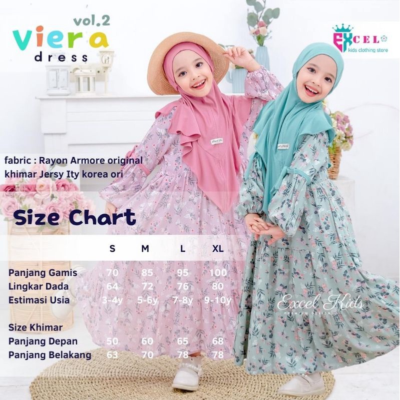 VIERA DRESS Vol.2.3.4 free jilbab ORI EXCEL | Dress+jilbab Anak