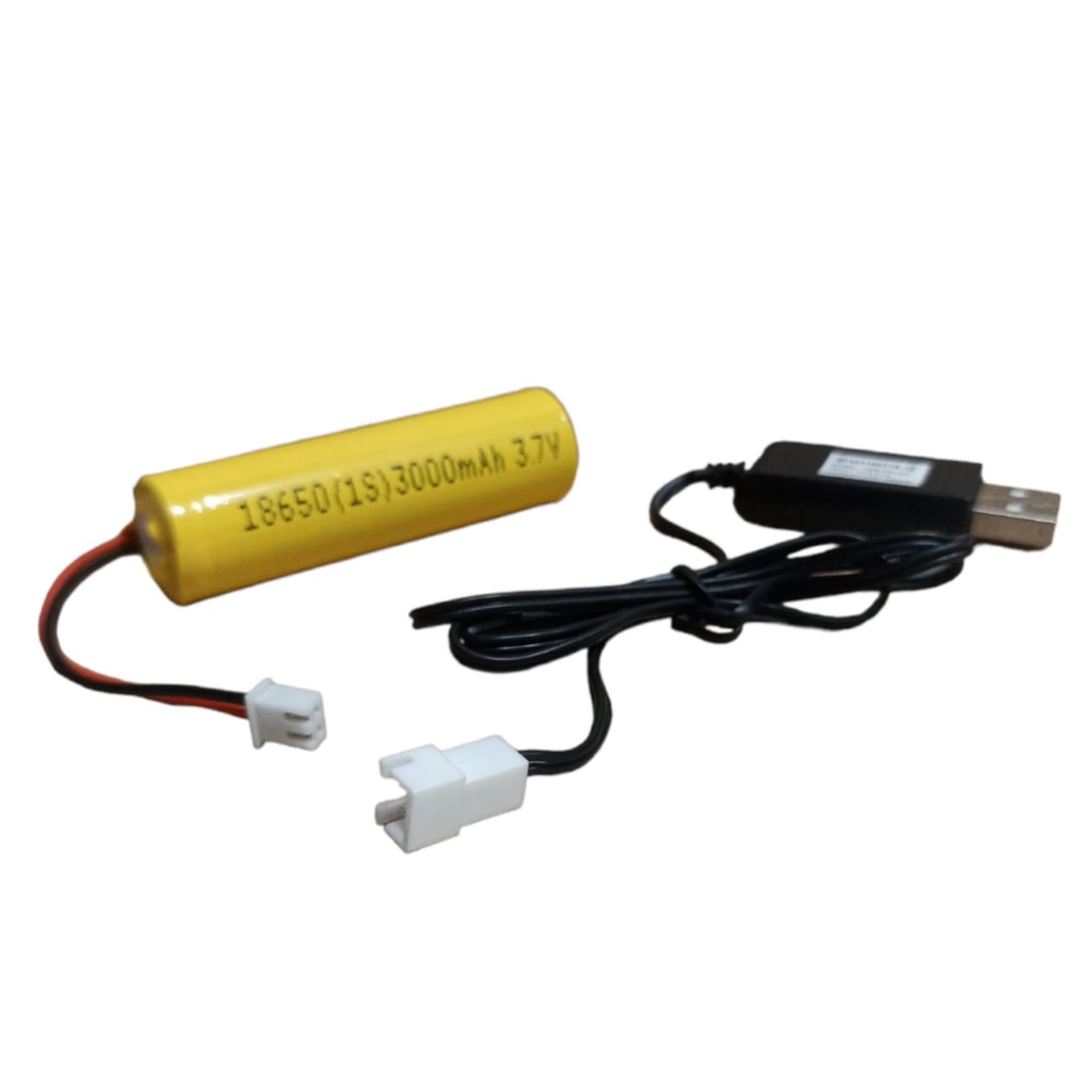 Paket Kabel USB + Baterai Mainan Anak RC/ Speaker &amp; Elektronik Lainnya 1X 18650 3000mAh 3.7V BMS 1S 4.5A KONEKTOR JST XH 2 PIN