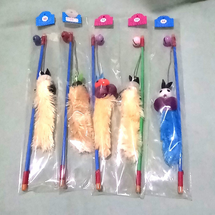 Mainan kucing Stick Pancingan Bulu Boneka Panda kerincing Lonceng 24Mm/setara B-Toys