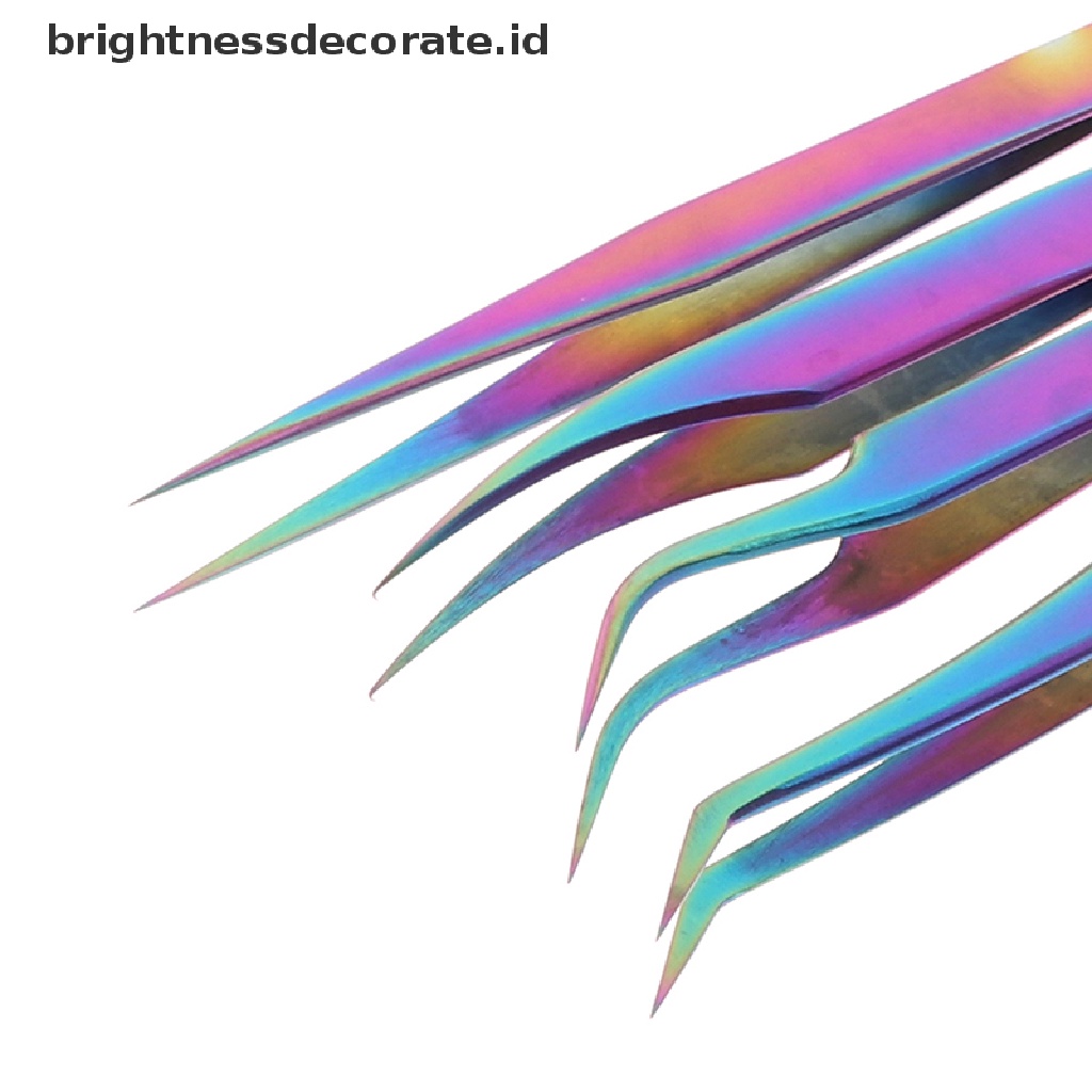 [Birth] 4pcs Set Pinset Ekstensi Bulu Mata Profesional Chameleon Tweezer Kit [ID]