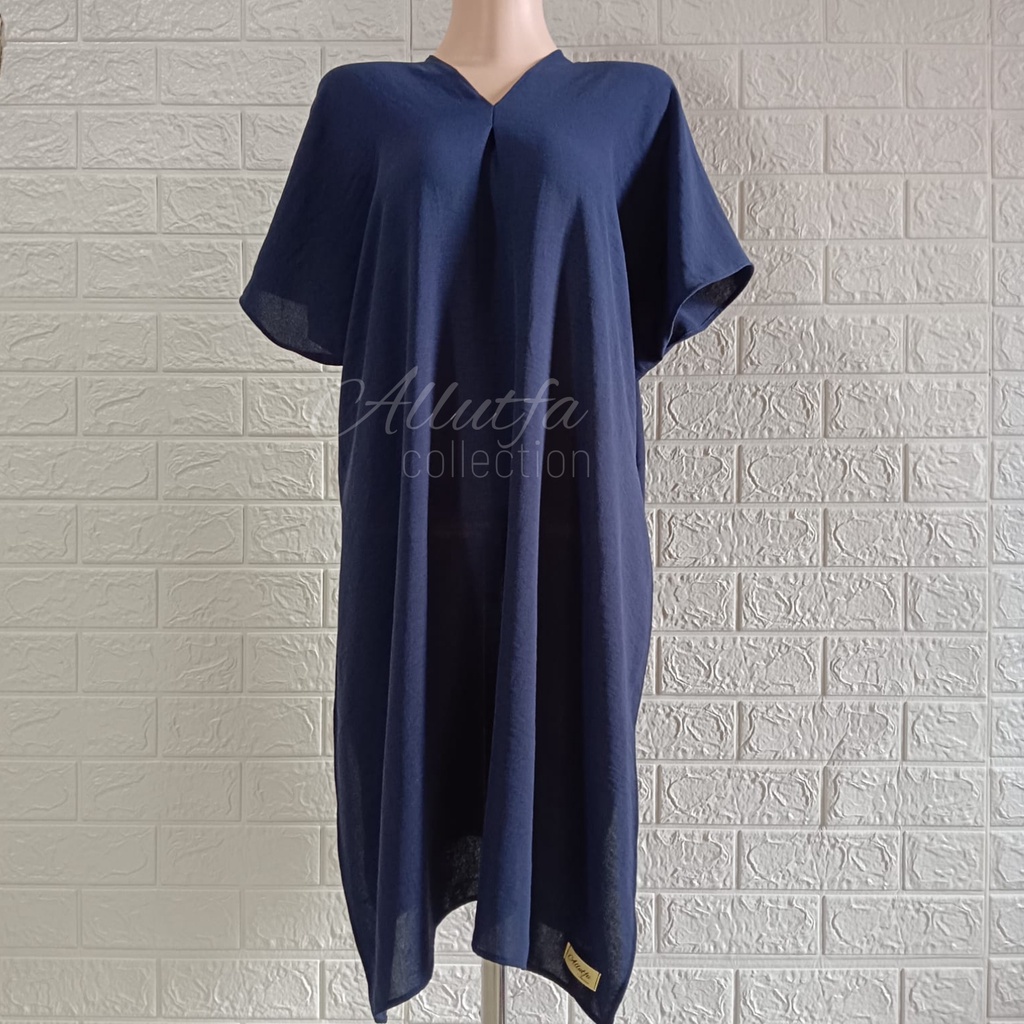 Long Square Cringkle Airflow Jumbo  atasan wanita Blouse V Neck