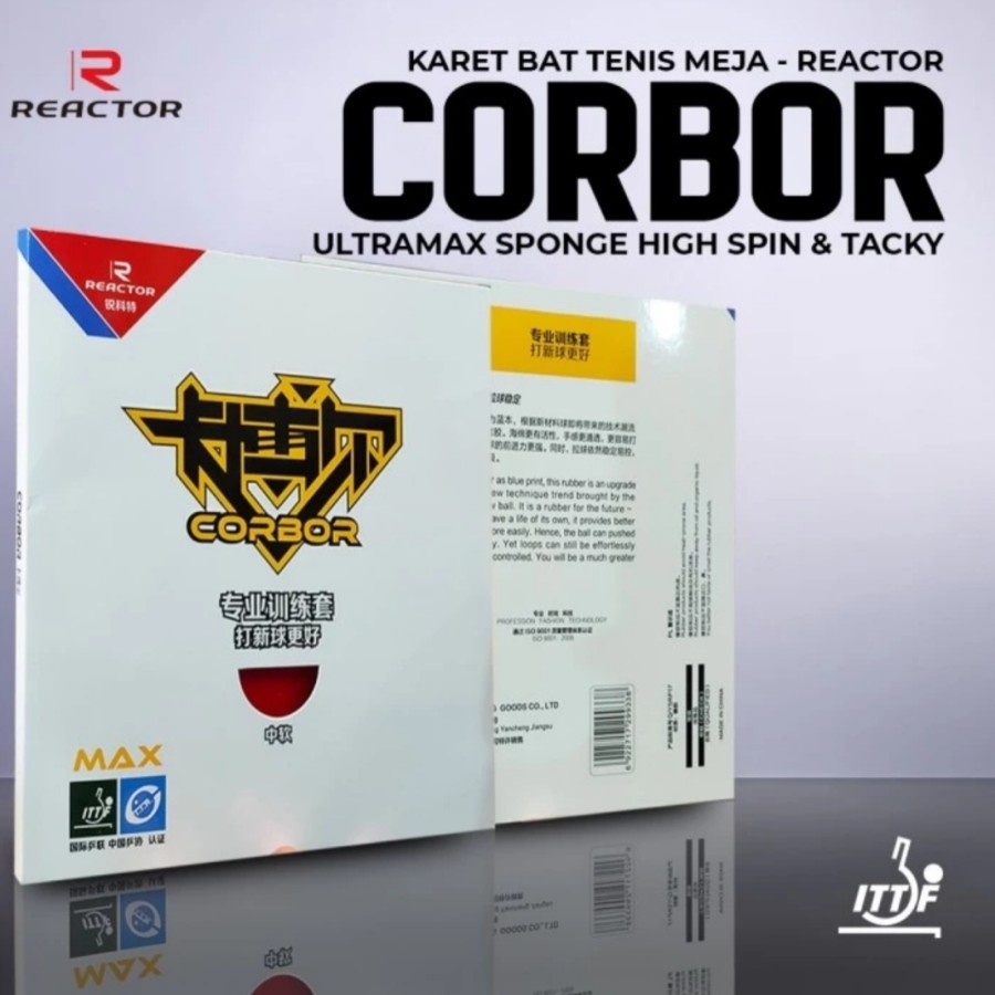 Karet Bet Pingpong Tenis Meja REACTOR CORBOR High Spin Tacky Original