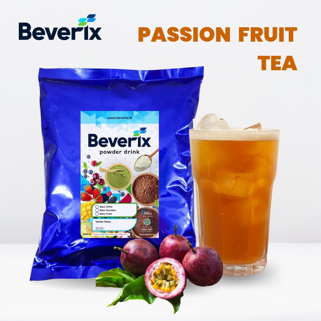 

Bubuk Minuman Teh Markisa/Teh Ekstrak Buah Passion Fruit Markisa Beverix Powder Drink Kemasan 1 Kg