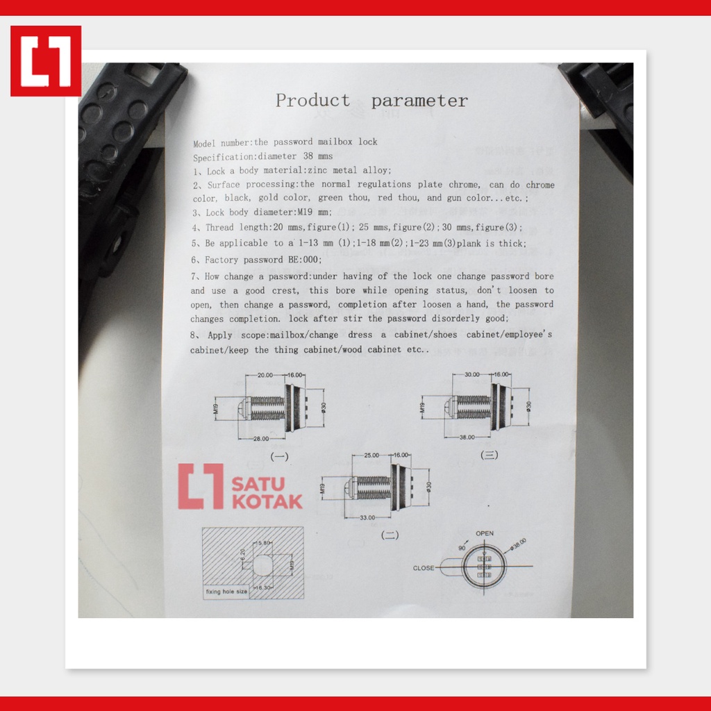 Kunci Camlock Password 3 Nomor Angka Lemari Loker Laci Panel - Weldom