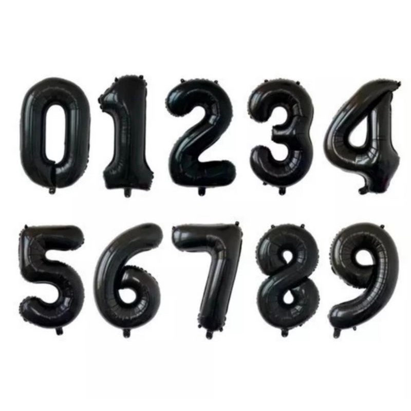 Balon Foil 100cm Jumbo Besar ANGKA HITAM