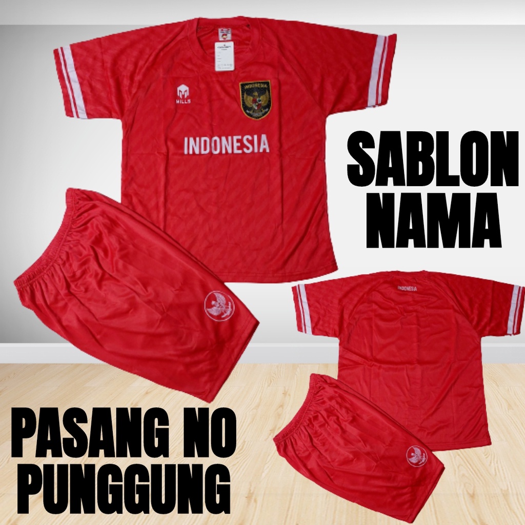 setelan baju bola timnas inonesia size 1-12thn bisa sablon nama