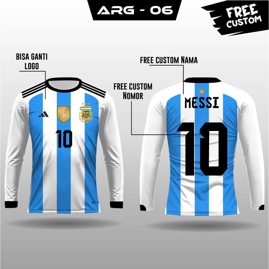 Jersey argentina juara piala dunia 2022 baju messi lengan panjang