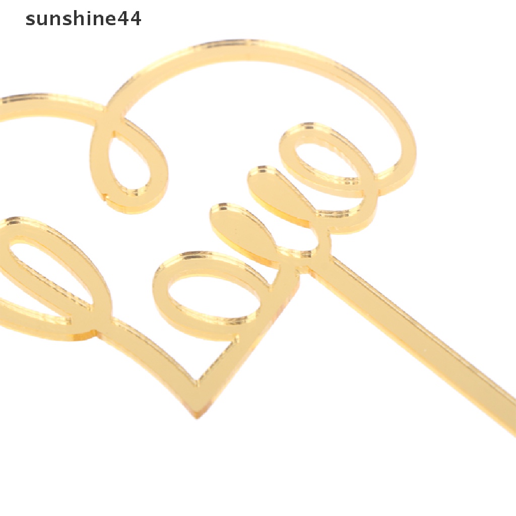 Sunshine 3Pcs/Set Akrilik Cinta Hati Kue Topper DIY Pesta Pernikahan Kue Dessert Toppers.