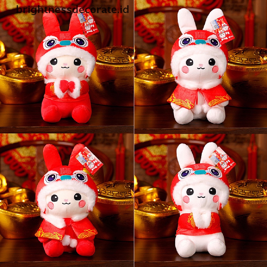 [Birth] 20cm 2023tahun Baru Gaya Cina Kelinci Mainan Mewah Lucky Bunny Boneka Boneka [ID]