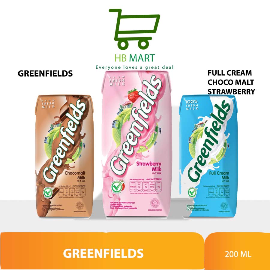 

Susu Greenfields UHT Milk Full Cream/Choco Malt/Strawberry (200 ml)