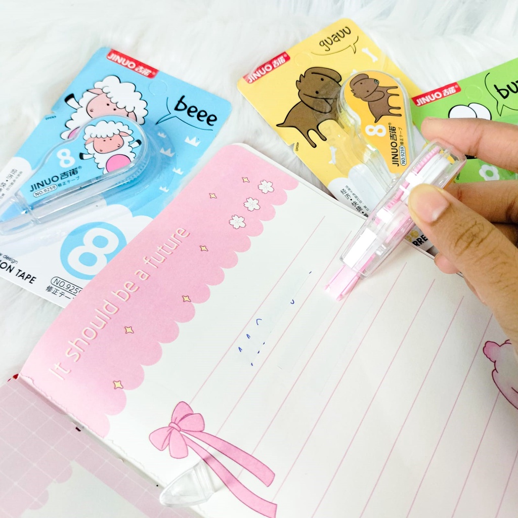 &quot;CORRECTION TAPE ROLL ZOO TIPE-X JINUO 9259 SHEEP DUCK BEE DOG PENGHAPUS PULPEN WARNA WARNI PASTEL  ALAT TULIS UNIK&quot;