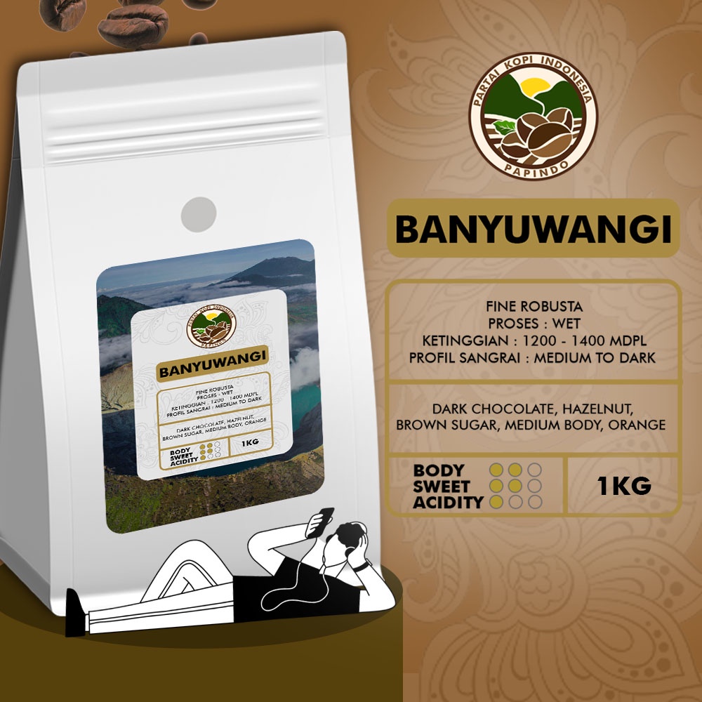 

Kopi Fine Robusta Banyuwangi 1KG - Biji & Bubuk