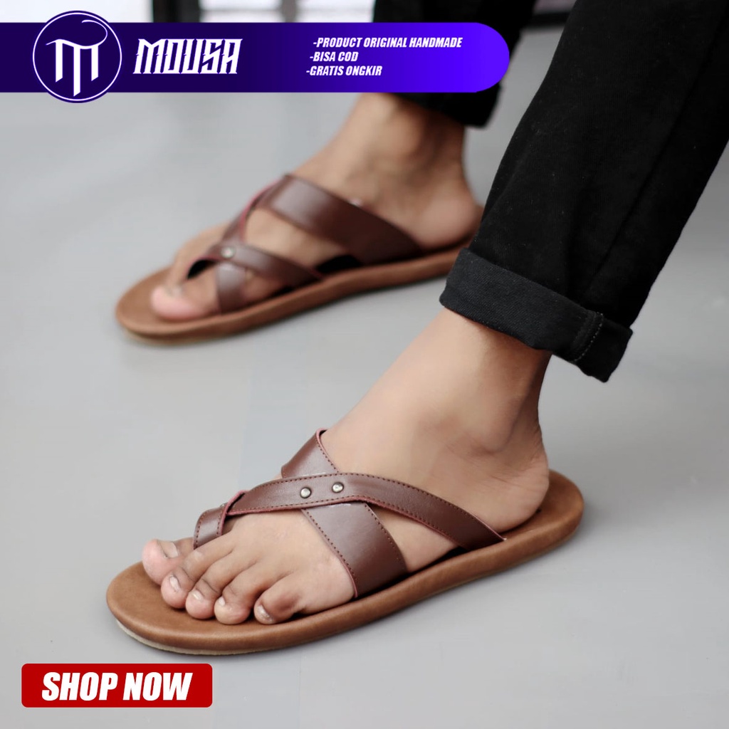 Sandal Jepit Kulit Asli Pria Kekinian Original Mousa Clint