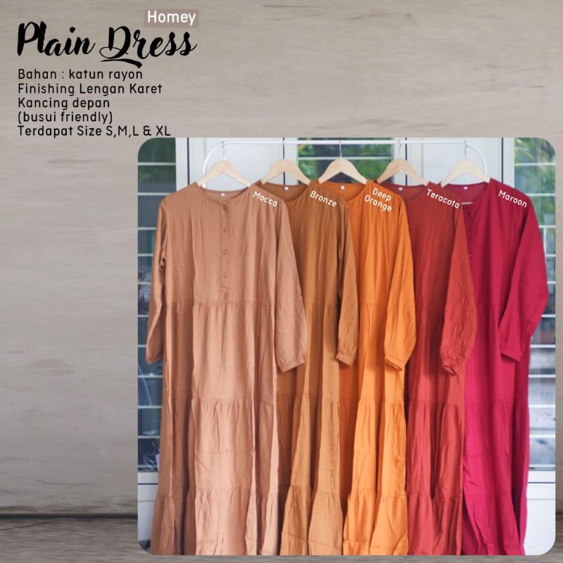 New - Homey Dress Polos Murah Gamis Dewasa Polos Jumbo Termurah Bahan Katun Rayon Premium Nyaman Dipakai | Bisa Cod