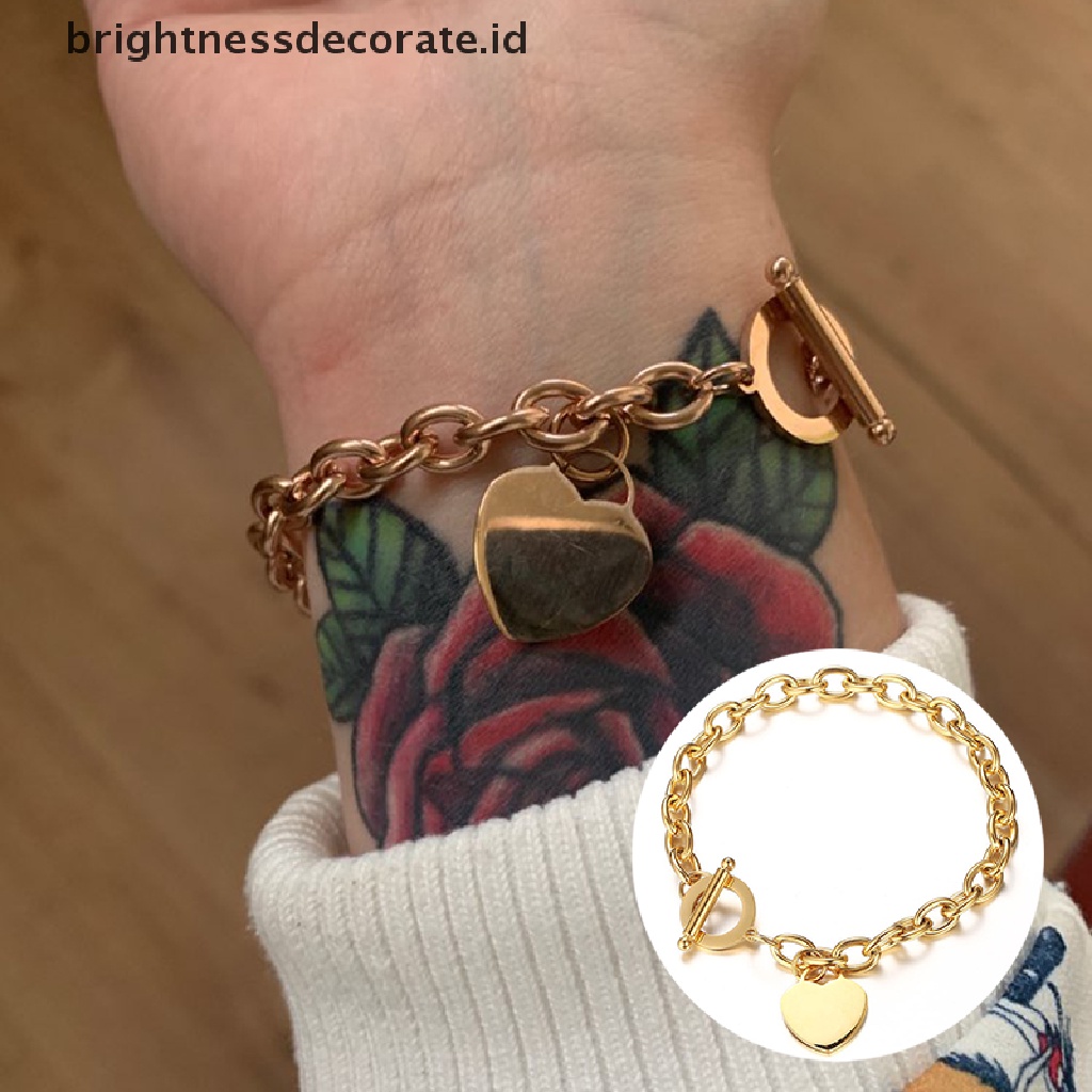 [Birth] Fashion Wanita Anti Karat Cinta Hati Gelang Rantai Bangle Perhiasan Hadiah [ID]