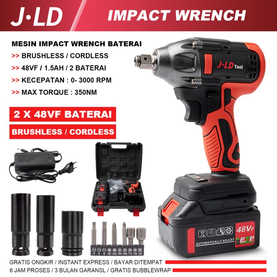 Impact Wrench Jld Cordless Baterai Batre 42V 42 Volt Brushless Impact