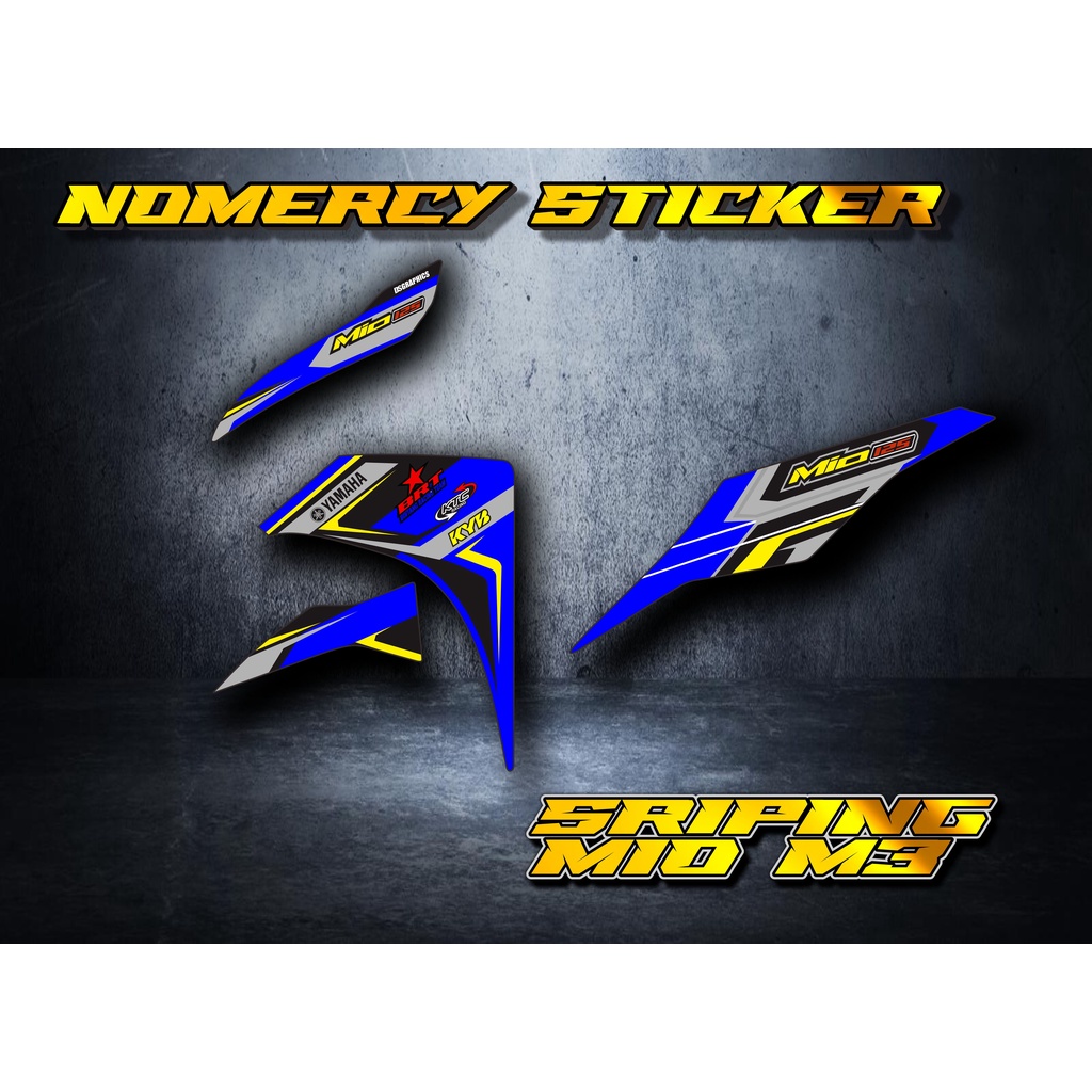 Stiker Mio M3/Z Decal Striping Mio M3/Z Premium Racing WARNA BIRU KUNINING