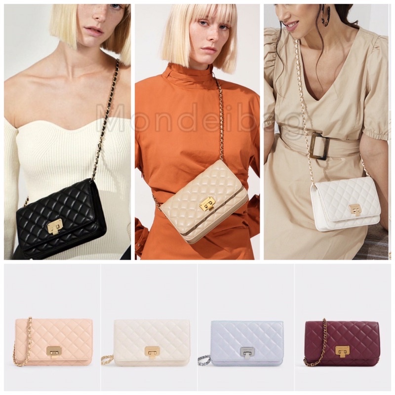 ORIGINAL  Charles&k3ith quilted flip lock clutch / tas wanita ck cnk c&k sling rantai mini
