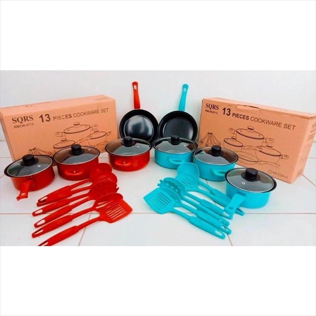 LS 962. Panci Set 13 Pcs Cookware SQRS NO BRAND Panci Warna Marble