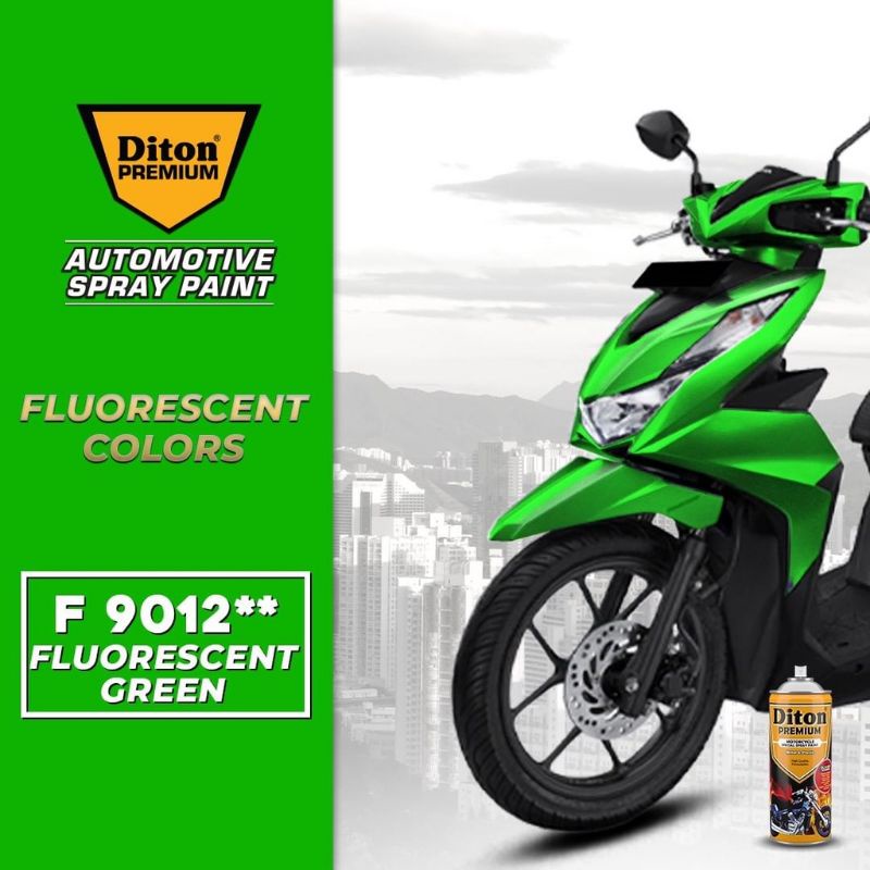 Pilox Pilok Diton Premium Fluorescent Green /Stabilo Hijau 9012 ** 400ml Cat Semprot Diton Premium Tahan Bensin Cepat kering
