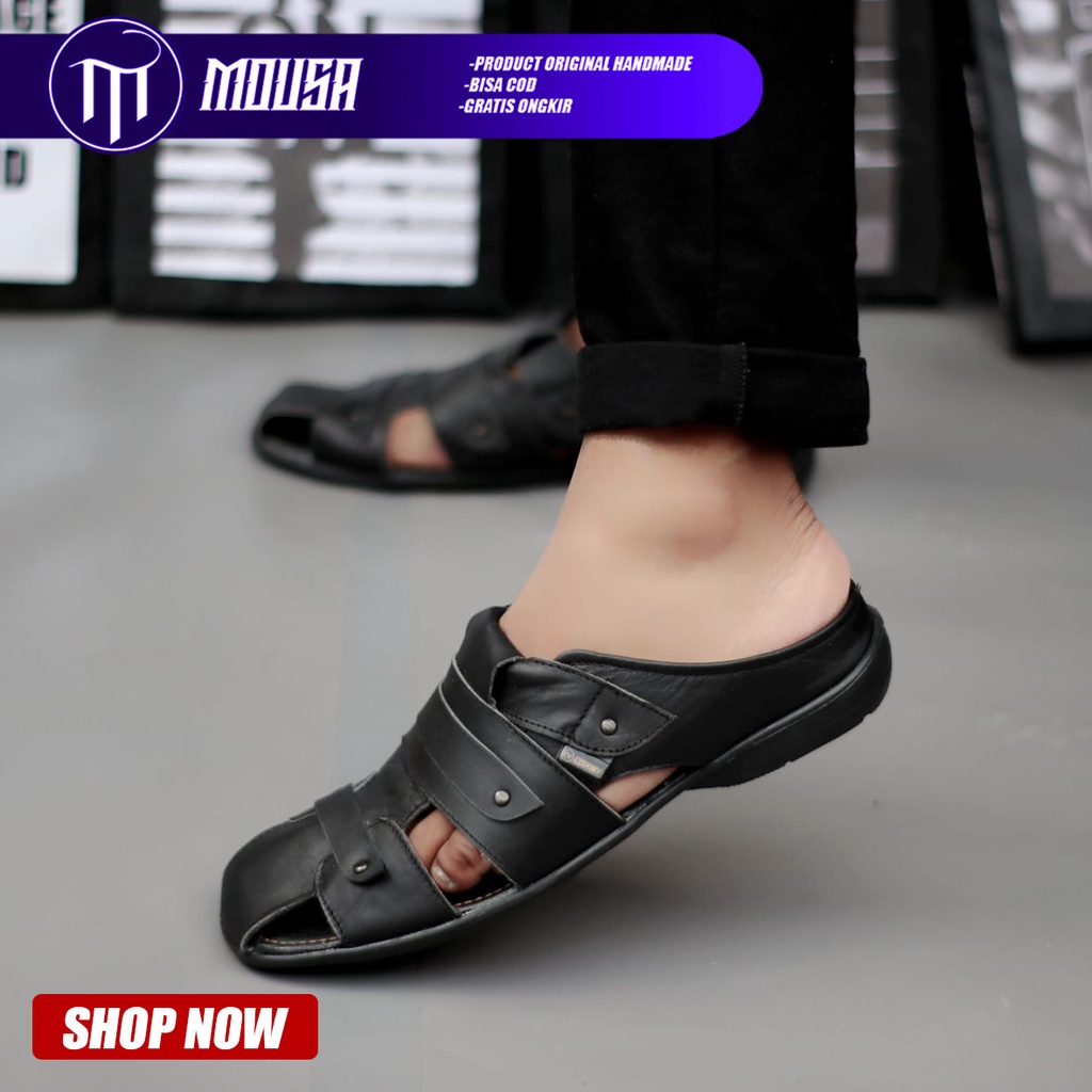 Sandal Slop Pria Kulit Asli Mousa Hago