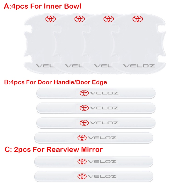 Handle Pintu Toyota Veloz Protection Mobil Inner Door Bowl Transparan anti Gores Stiker GR Sport Pelindung Pintu anti Benturan Aksesoris