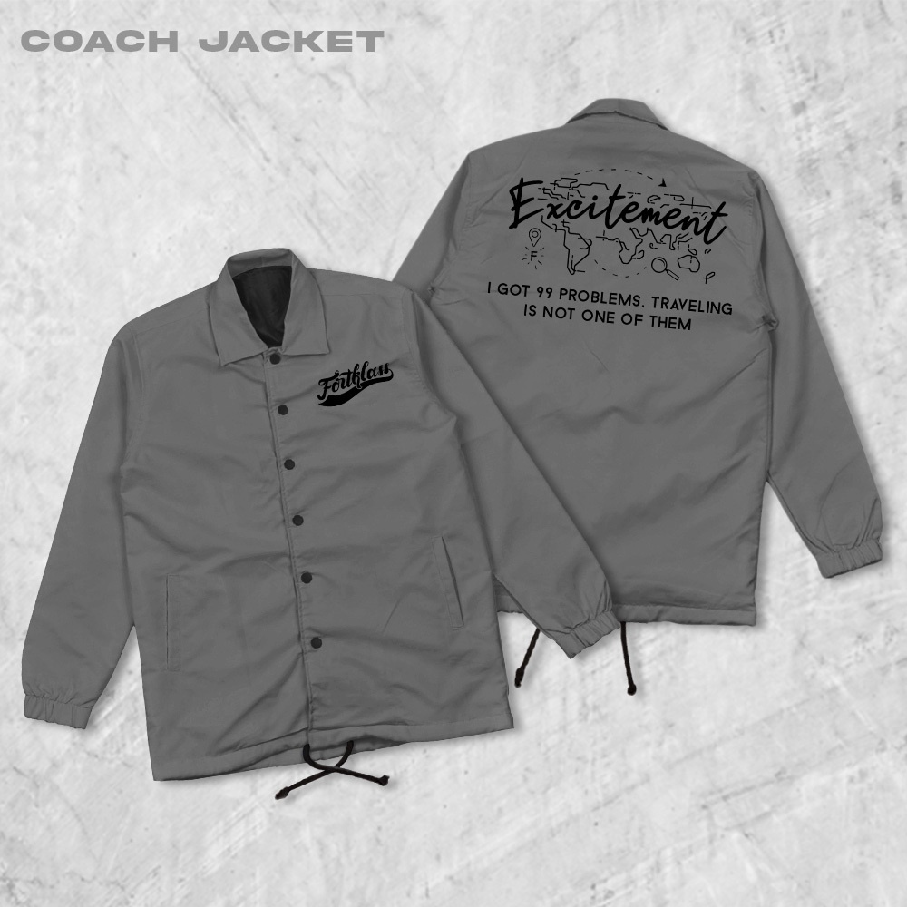 hipnop  Excite Coach Jaket  Zipper Pria Outwear Unisex Parasut