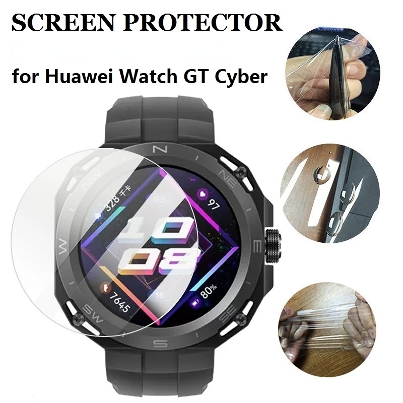 Premium Tempered Glass Screen Protective Film Clear 3D Pelindung Layar HD Anti Pecah Smartwatch Film Pelindung Full Cover Film Perlindungan Anti Gores Untuk Huawei Watch GT CYBER