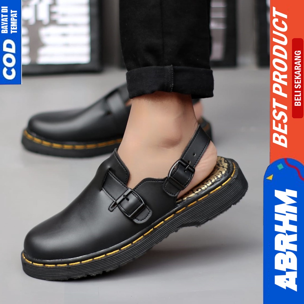 Sandal Sepatu Docmart Pria Sendal Slide Selop Pria Abrhm CROWD