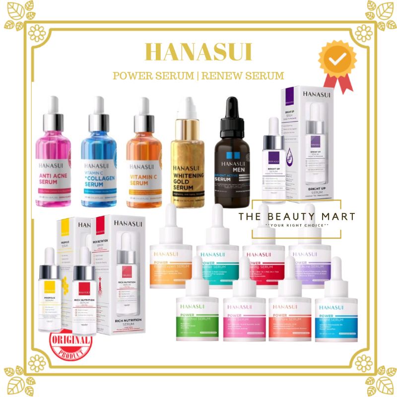 HANASUI Power Serum | Acne Serum | Peelincg Serum | Bakuchiol | Barrier | Minipore | Bright Serum | Minipore Serum | Post Acne Serum | Men Bright Serum | Whitening Gold | Vit C + Collagen | Vit C | Anti Acne Serum