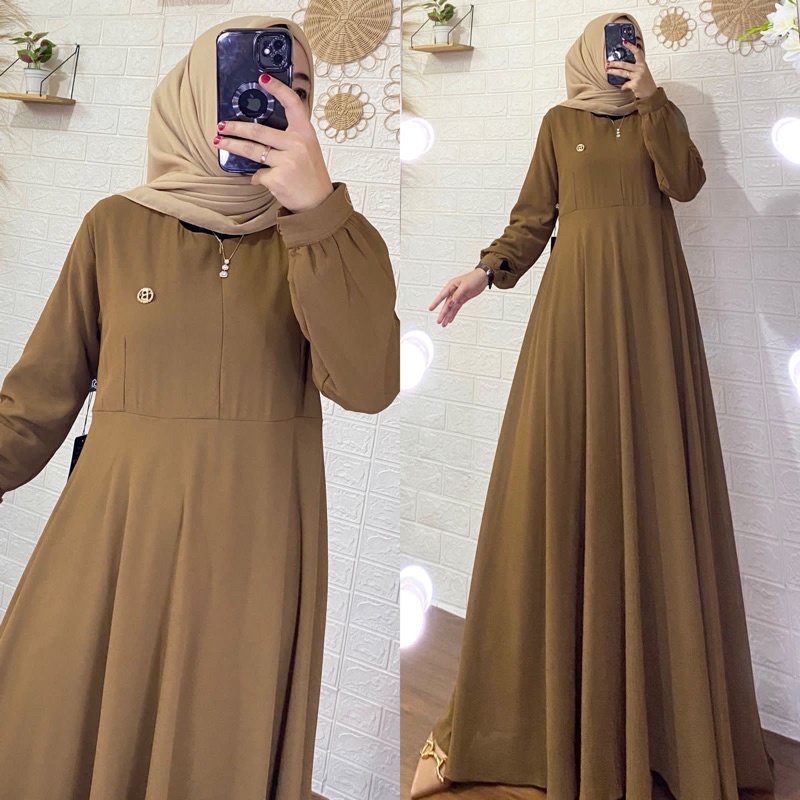 Gamis Nadra - Gamis Ceruty Baby Doll Premium - Gamis Polos Premium Orginal Irnanda