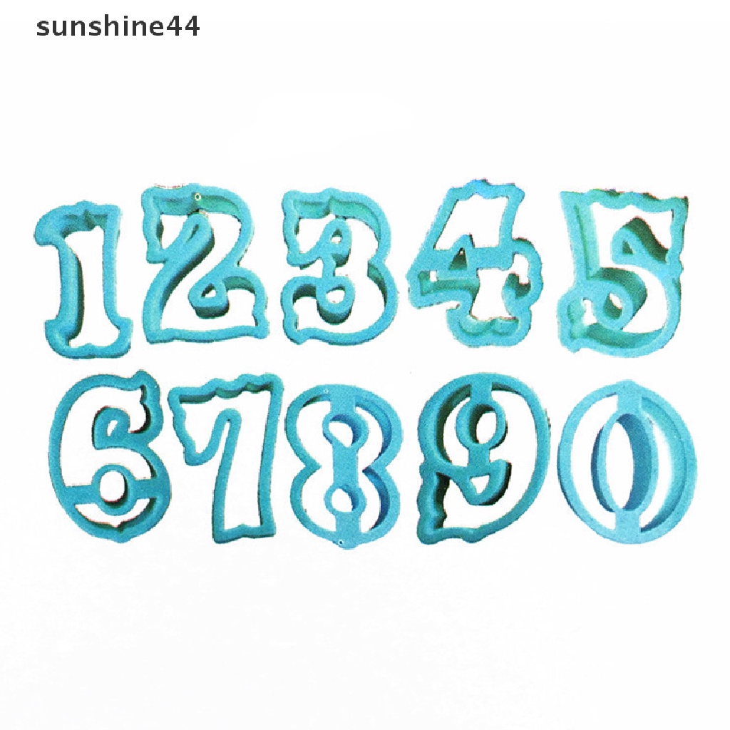 Sunshine 10Pcs/Set Cetakan Cookie Cutter Angka 0-9 Besar Cetakan Perangko Biskuit 3D Plastik.