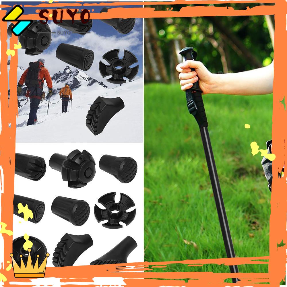 Suyo 1/2pcs Trekking Poles Pelindung Gaya Nordic Adjustable Teleskopik Alat Outdoor Pole Replacement Tips