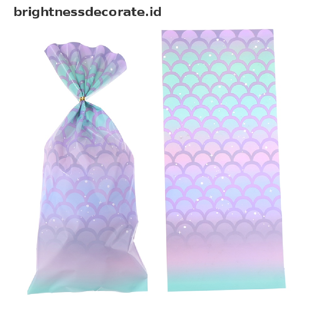 [Birth] 50pcs Goodie Bag Plastik Mermaid Tail Permen Biskuit Kantong Kemasan [ID]