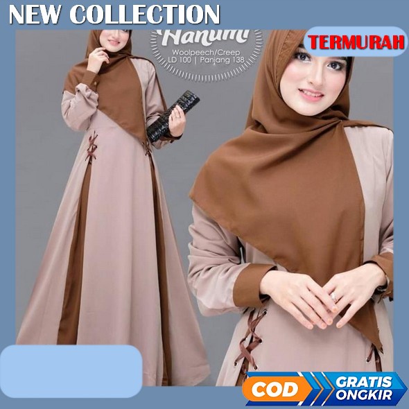 Gamis Bunga Sakura Terbaru Bahan Ceruty Babydoll Motif Bunga Kecil Rinjani Dress Gaun Pesta Muslimah
