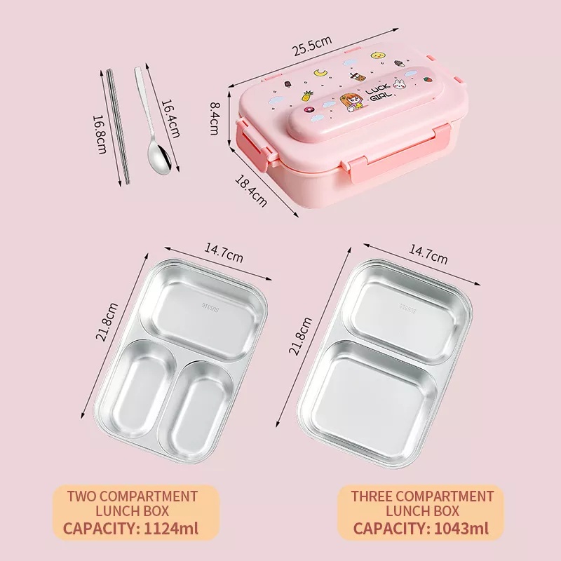 BIANCA - READY Kotak Makan Lunch Box Sekat 4 Stainless 316 SPACE ASTRONOT EDITION