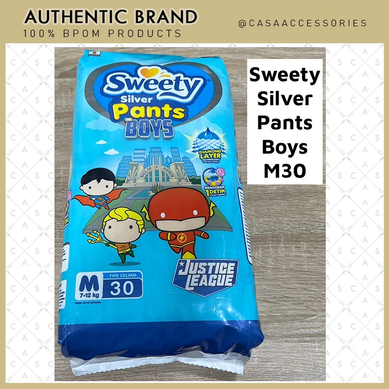 SWEETY Silver Pants Boys Popok Celana Motif Laki Laki M30 M 30