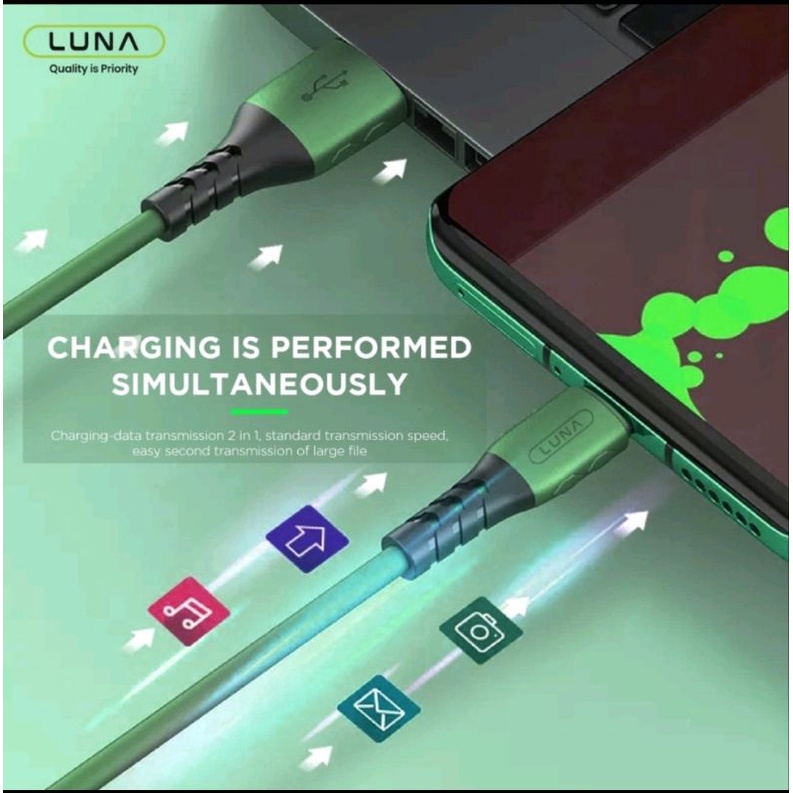 LUNA C198 KABEL DATA CHARGER FAST CHARGING 3A MICRO TYPE C LIGHTNING