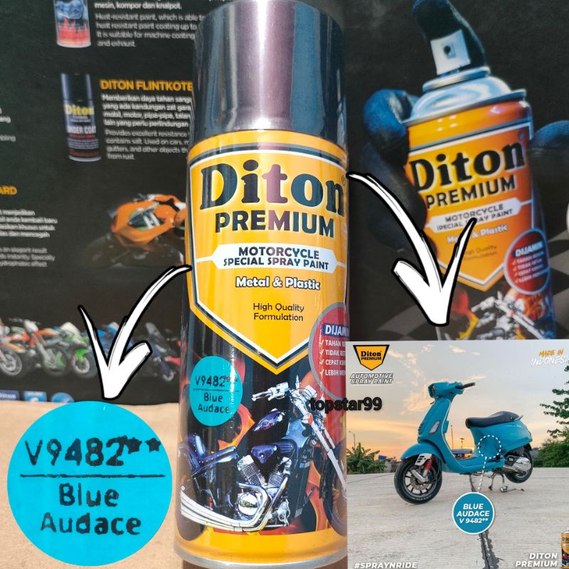 Pilok Pilox Cat Diton Premium Blue Audace 9482 V9482 Biru 400cc Cat Semprot Diton Premium Tahan Bensin Cepat Kering