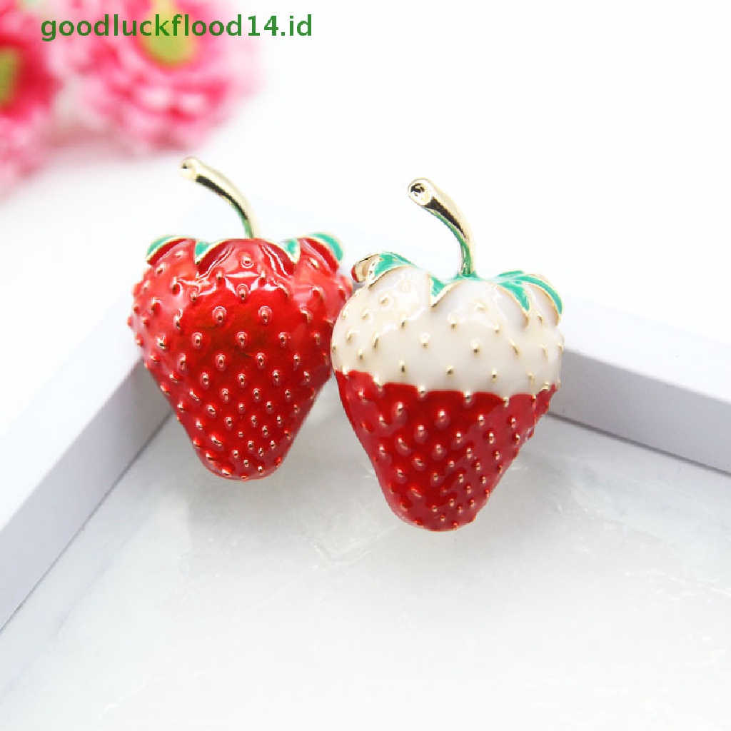 [GOOGFOUR] Fashion Enamel Merah Strawberry Wanita Pin Bros Kerah Lapel Badge Perhiasan Hadiah [TOP]