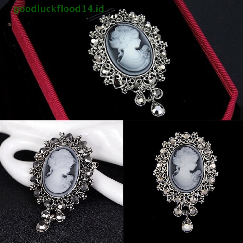 [GOOGFOUR] Hot Vintage Cameo Victorian Style crystal Pesta Pernikahan Wanita Liontin Bros Pin [TOP]