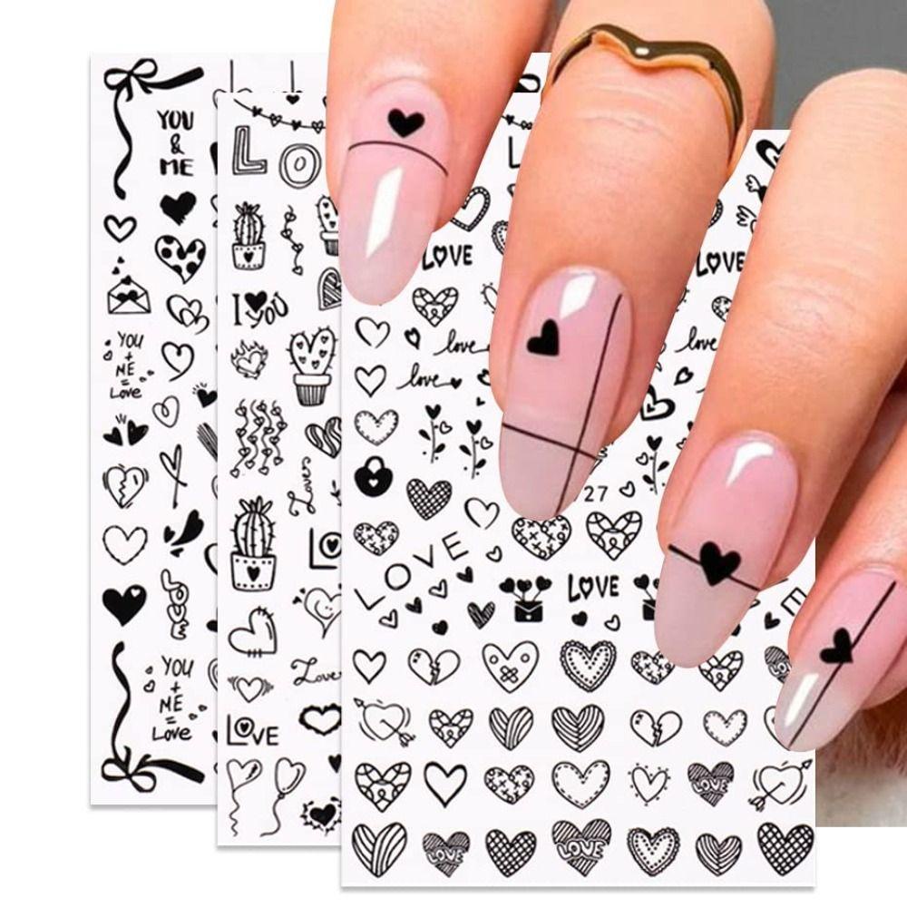 Preva Stiker Kuku Lucu Huruf Berbentuk Hati Heart Love Dekorasi Nail Art