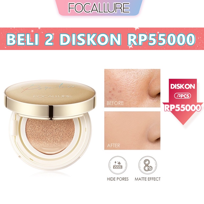 Focallure #GoldenAge Poreless BB Cushion Full Coverage Waterproof Long-Lasting Matte Effect Soft Smooth Lightweight Non-Stick Non-Cakey