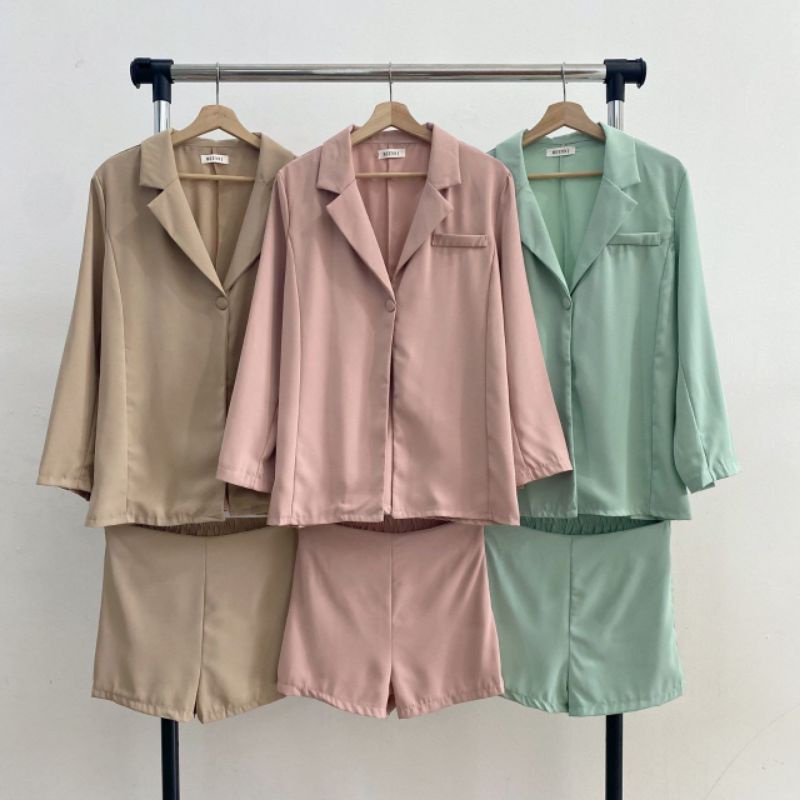 Dewe Oversized Blazer n Shorts Set 6901