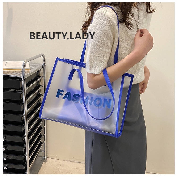 Totebag Jelly Transparan Tas Wanita Import/Tas PVC/Tas Hologram/Tas Casual/Tas Bahu/Tas Belanja/Tas Pesta/Tas Pantai/BAO054