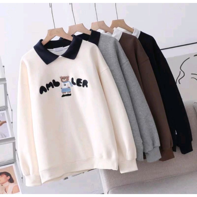 AMBLER BEAR SWEATER COLLAR GIRL | SWEATSHIRT KERAH FASHION