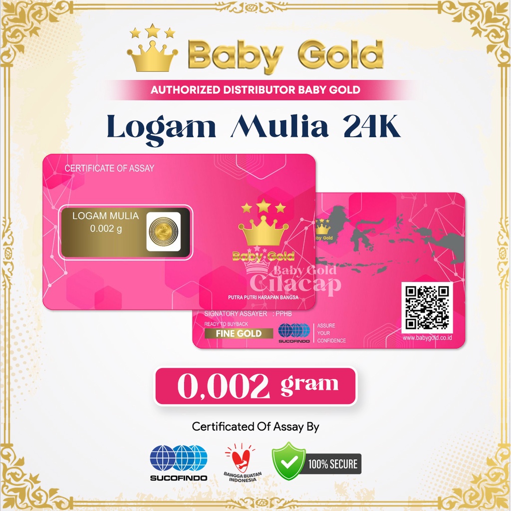 Baby Gold Logam Mulia 0,002 Gram Emas Asli Murni 24 Karat Minigram