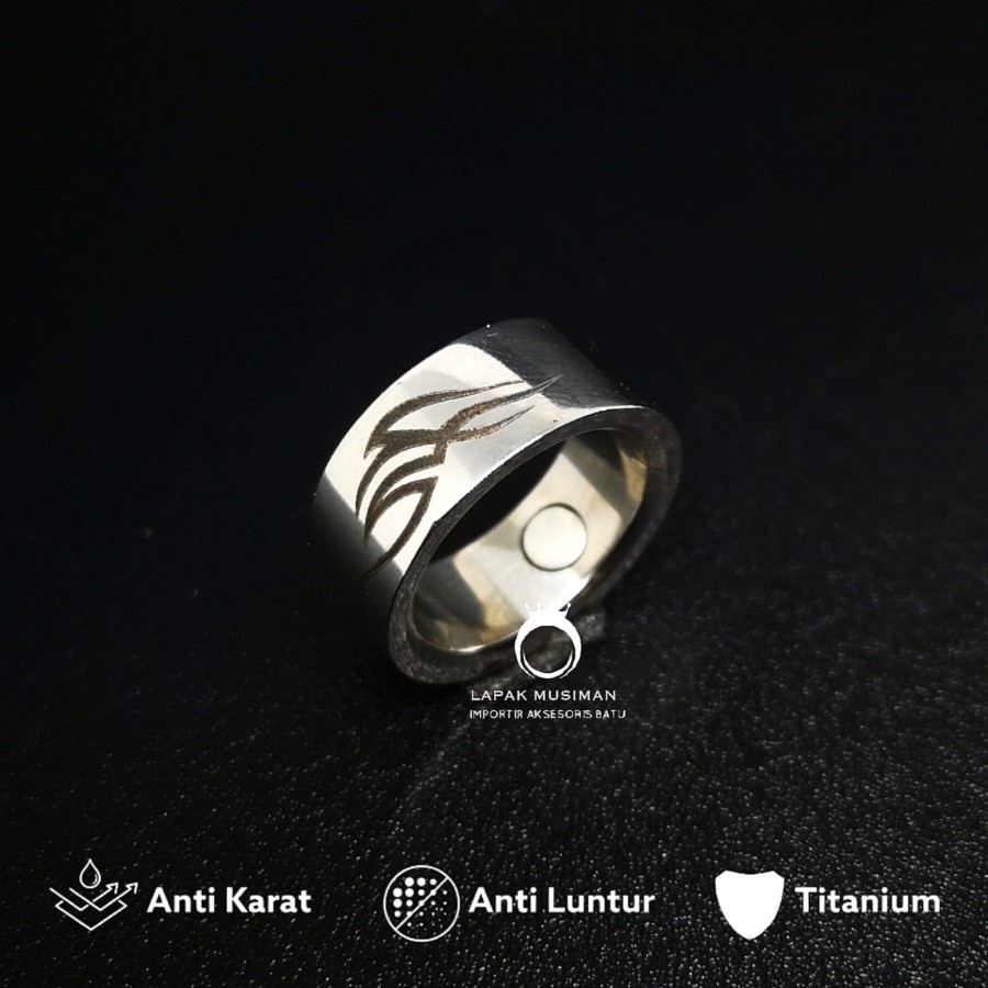 [Bayar Di Tempat] Cincin Titanium Kesehatan Bio G Asli Anti Karat Pria Wanita